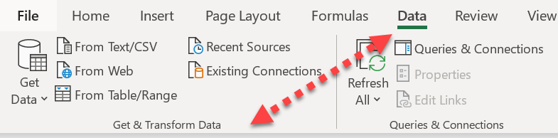 Get & Transform Power Query Tab